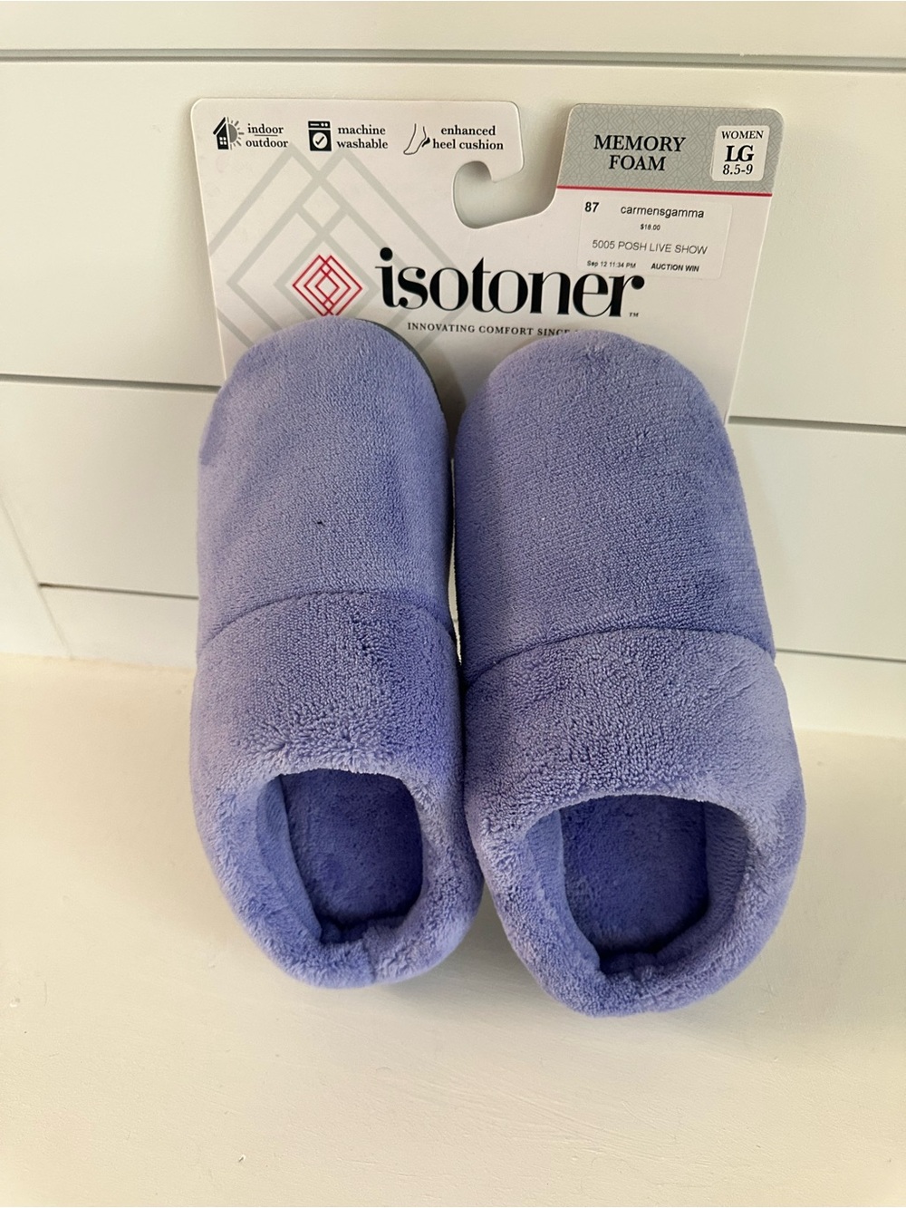 isotoner Women's Plush Memory Foam Slippers - Lavender